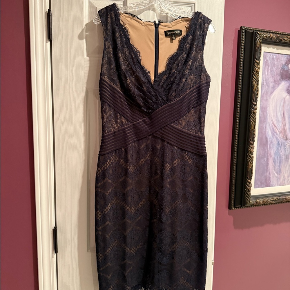 Tadashi Shoji Navy Lace Midi Dress